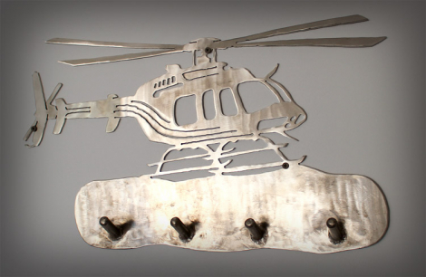 Bell 407 Helicopter silhouette coat rack