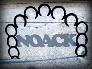 Personalized family yard sign with horseshoes