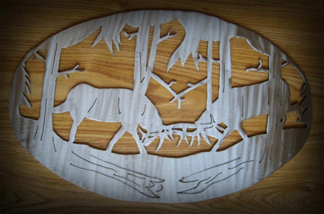 Bull elk fighting, modeled after a tattoo